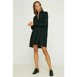 Rue Stiic Size L Black Long Sleeve Shirt Dress New!